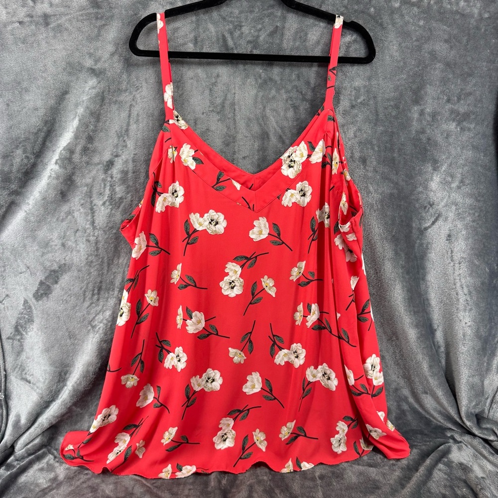 Torrid Coral Spaghetti Strap V Neck Flowy Floral Tank Top Size 5 5X